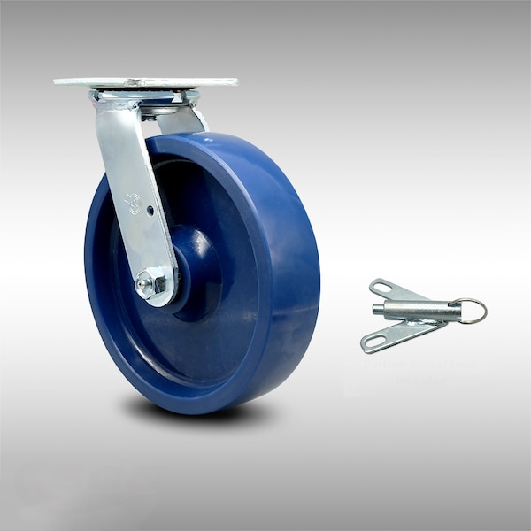 8 Inch SS Solid Poly Swivel Caster with Ball Bearing and Swivel Lock SCC